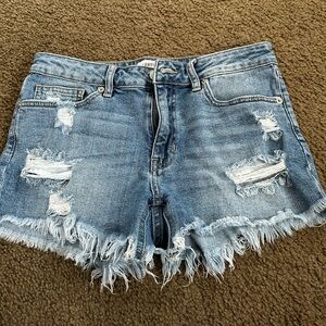 Just USA Light Blue Distressed Denim Shorts